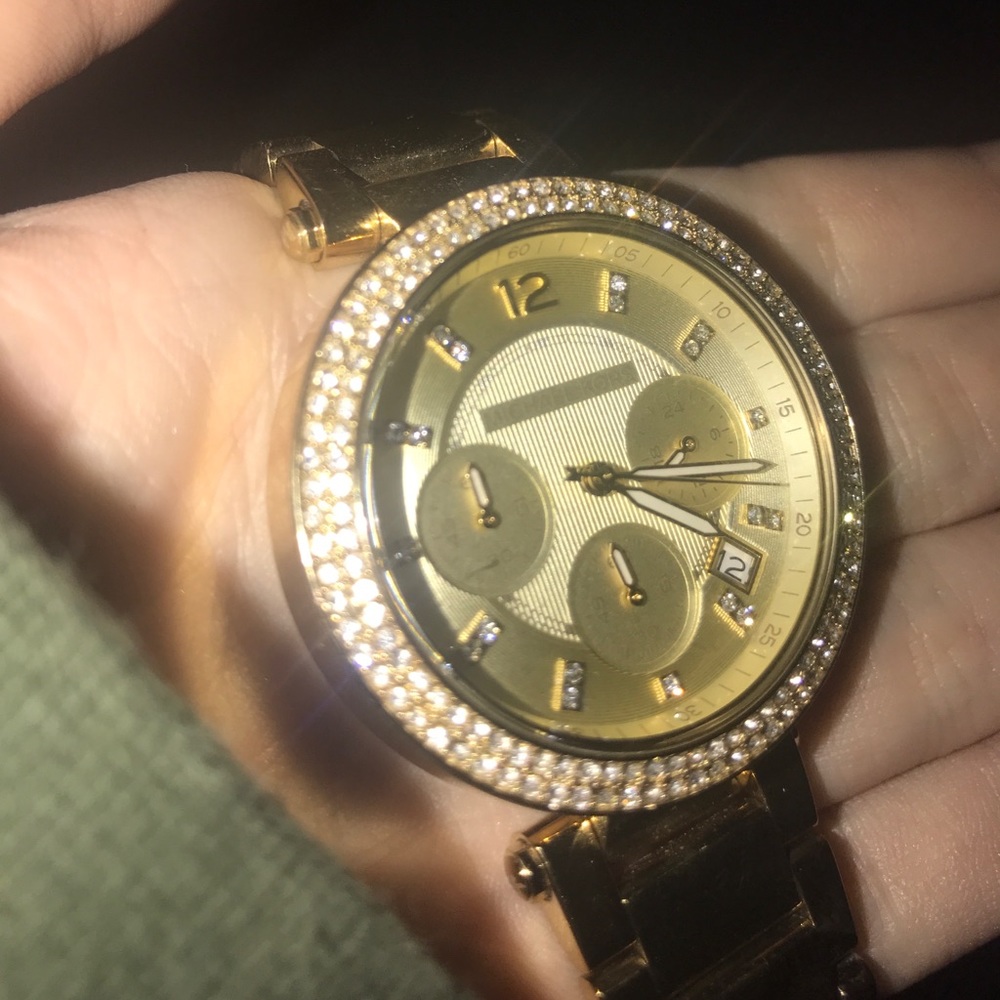 Small Woman’s Gold and Diamond Michael Kors Watch - Picture 2 of 4